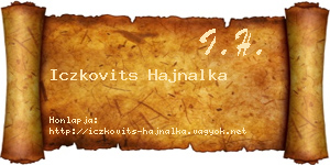 Iczkovits Hajnalka névjegykártya
